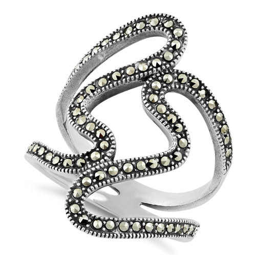 Sterling Silver Swirl Marcasite Ring