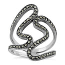 Sterling Silver Swirl Marcasite Ring