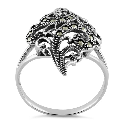 Sterling Silver Swirl Marcasite Ring