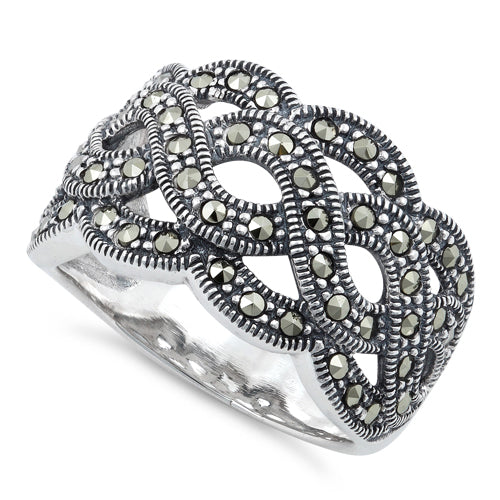 Sterling Silver Swirl Marcasite Ring