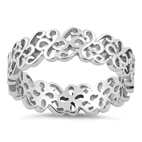 Sterling Silver Swirl Pattern Band Ring