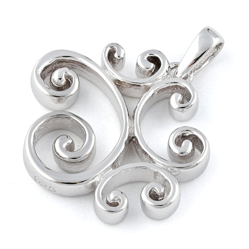 Sterling Silver Swirly Hearts Pendant