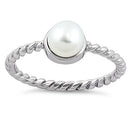 Sterling Silver Synthetic Pearl Rope Ring