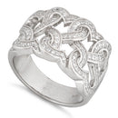 Sterling Silver Tangled Hearts Pave CZ Ring