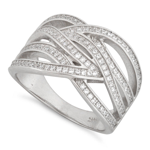 Sterling Silver Tangled Pave CZ Ring
