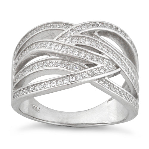 Sterling Silver Tangled Pave CZ Ring