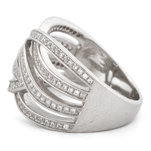 Sterling Silver Tangled Pave CZ Ring