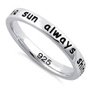 Sterling Silver "The sun always shines after the rain" Ring