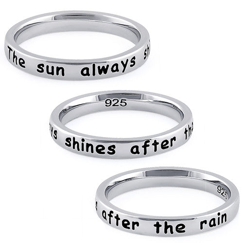 Sterling Silver "The sun always shines after the rain" Ring