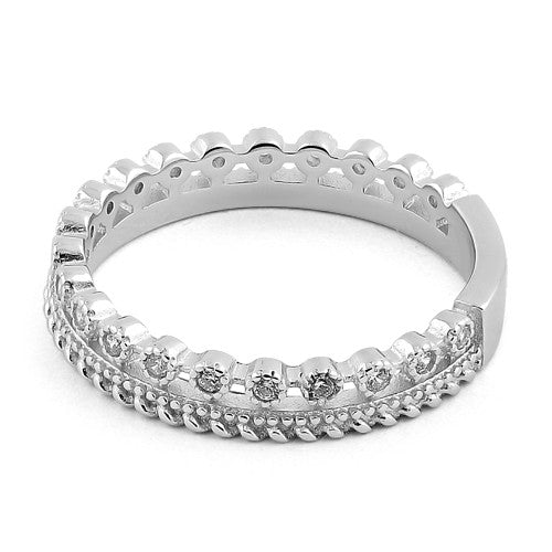 Sterling Silver Thin Elegant CZ Ring