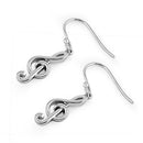 Sterling Silver Treble Clef Music Note Earrings