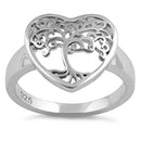 Sterling Silver Tree of Life Heart Ring