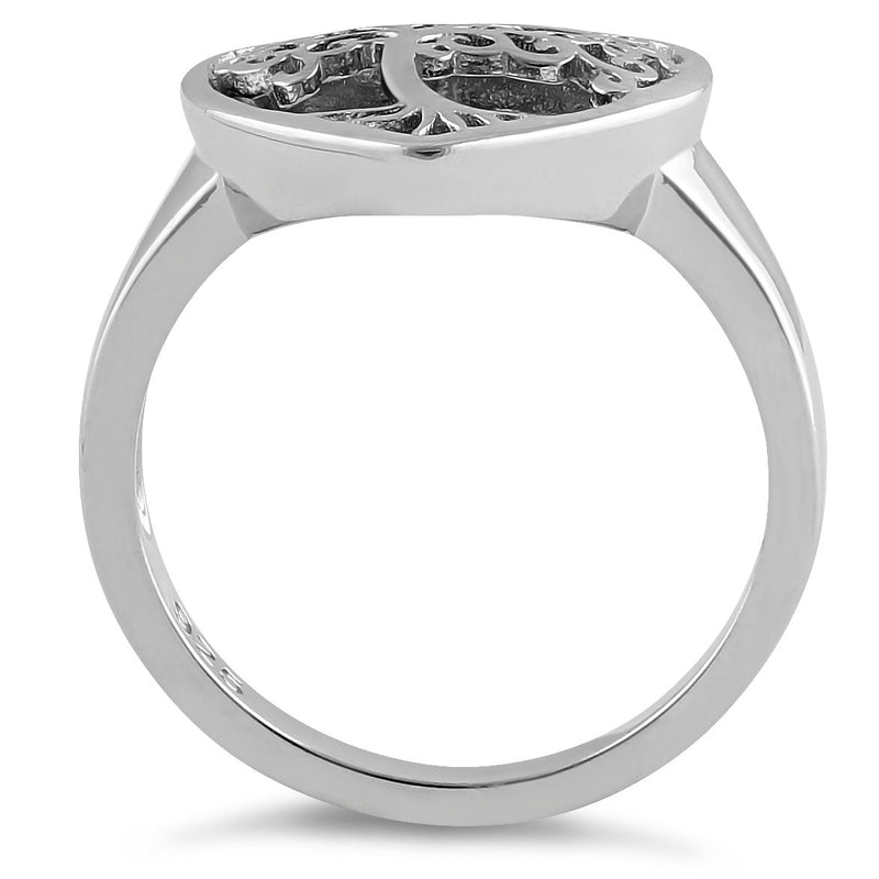 Sterling Silver Tree of Life Heart Ring