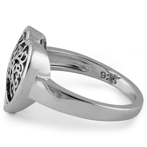 Sterling Silver Tree of Life Heart Ring