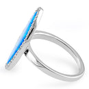 Sterling Silver Tri-Oval Blue Lab Opal CZ Ring