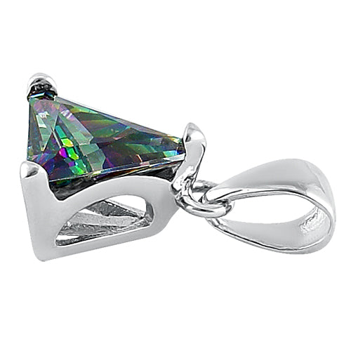 Sterling Silver Triangle Rainbow Topaz Pendant