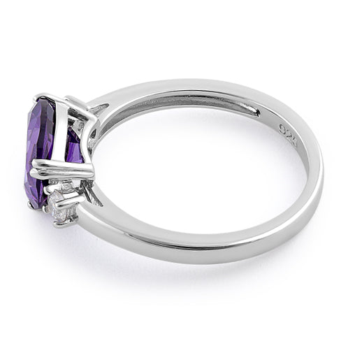 Sterling Silver Trillion Cut Amethyst CZ Ring