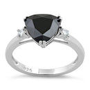 Sterling Silver Trillion Cut Black CZ Ring
