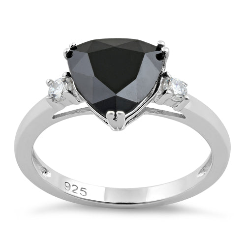 Sterling Silver Trillion Cut Black CZ Ring