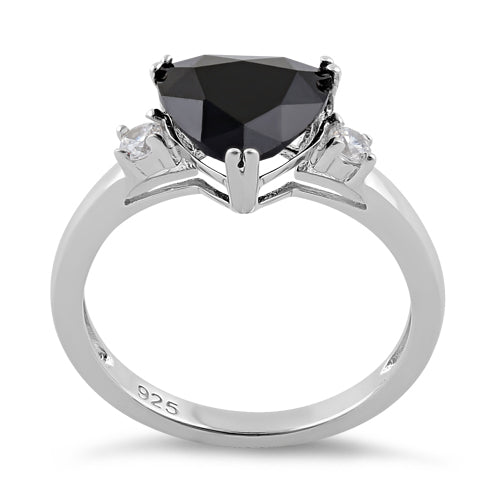 Sterling Silver Trillion Cut Black CZ Ring