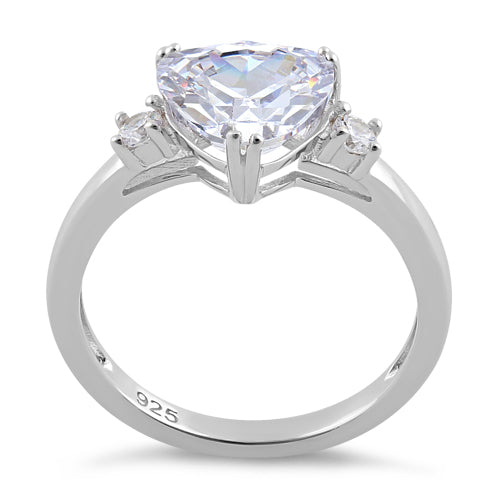 Sterling Silver Trillion Cut Clear CZ Ring