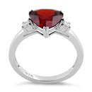 Sterling Silver Trillion Cut Garnet CZ Ring
