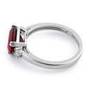 Sterling Silver Trillion Cut Garnet CZ Ring