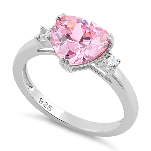 Sterling Silver Trillion Cut Pink CZ Ring