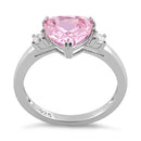 Sterling Silver Trillion Cut Pink CZ Ring