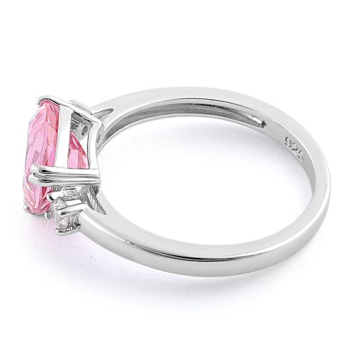 Sterling Silver Trillion Cut Pink CZ Ring