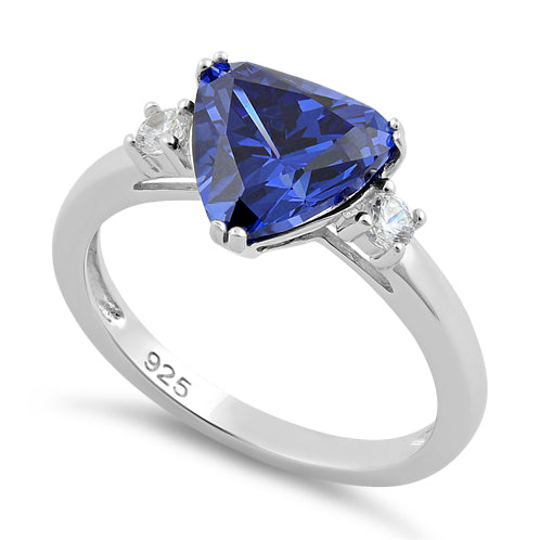 Sterling Silver Trillion Cut Tanzanite CZ Ring