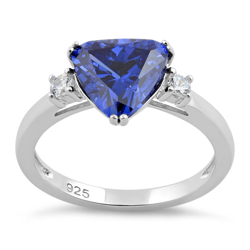 Sterling Silver Trillion Cut Tanzanite CZ Ring