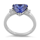 Sterling Silver Trillion Cut Tanzanite CZ Ring