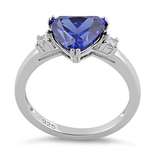 Sterling Silver Trillion Cut Tanzanite CZ Ring