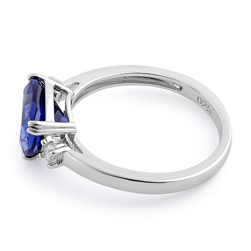 Sterling Silver Trillion Cut Tanzanite CZ Ring