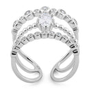 Sterling Silver Triple Clear CZ Ring