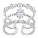 Sterling Silver Triple Clear CZ Ring