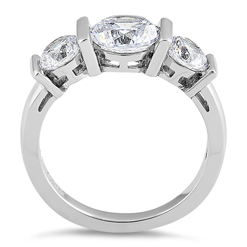 Sterling Silver Triple Clear CZ Ring