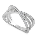 Sterling Silver Triple Overlapping Cage CZ Ring