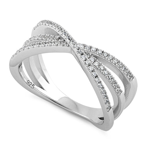 Sterling Silver Triple Overlapping Cage CZ Ring