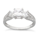 Sterling Silver Triple Princess Cut CZ Ring