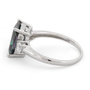 Sterling Silver Triple Rectangular Rainbow Topaz CZ Ring
