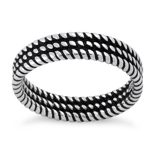 Sterling Silver Triple Rope Stackable Ring