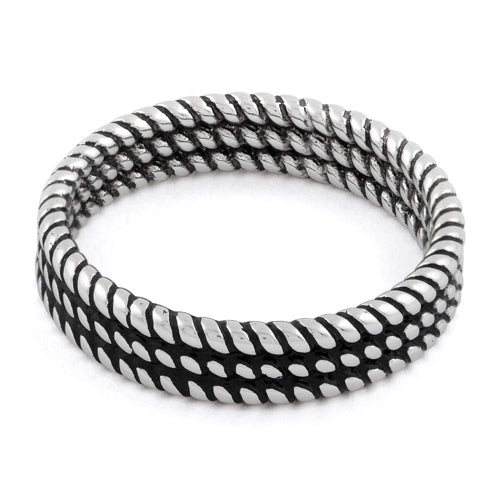 Sterling Silver Triple Rope Stackable Ring