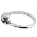 Sterling Silver Triple Round Cut Black CZ Ring