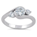 Sterling Silver Triple Round Cut Clear CZ Ring