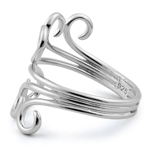 Sterling Silver Triple Twin Swirl Ring