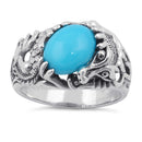 Sterling Silver Simulated Turquoise Dragon Ring