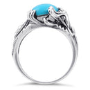 Sterling Silver Simulated Turquoise Dragon Ring