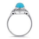 Sterling Silver Simulated Turquoise Oval Marcasite Ring